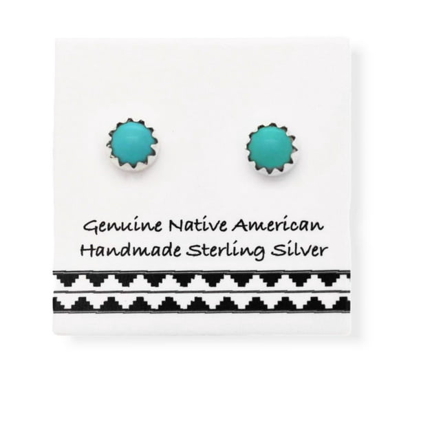 Native American Sterling Silver White Opal Dot Post Baby Earrings Navajo Indian 